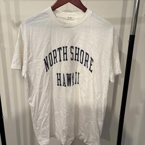 John Galt North Shore Hawaii Tee – White Navy Print – Size Large
